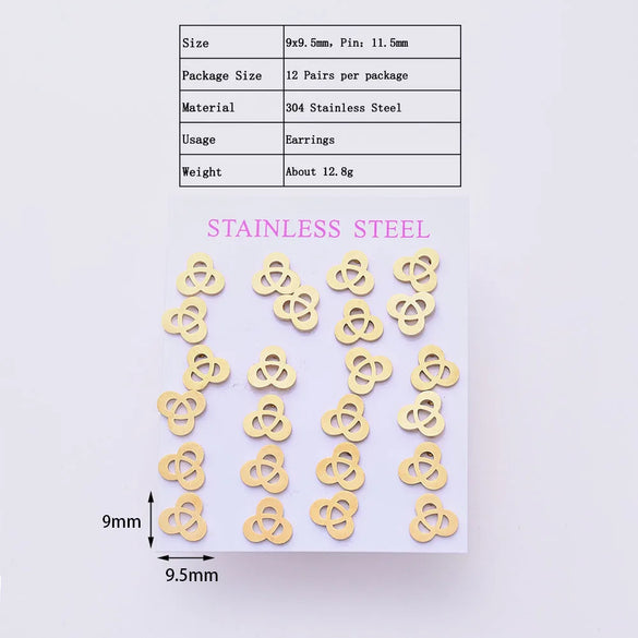 12 Pairs Casual Modern Style Simple Style Infinity Water Droplets Handmade Polishing Laser 304 Stainless Steel Gold Plated Ear Studs