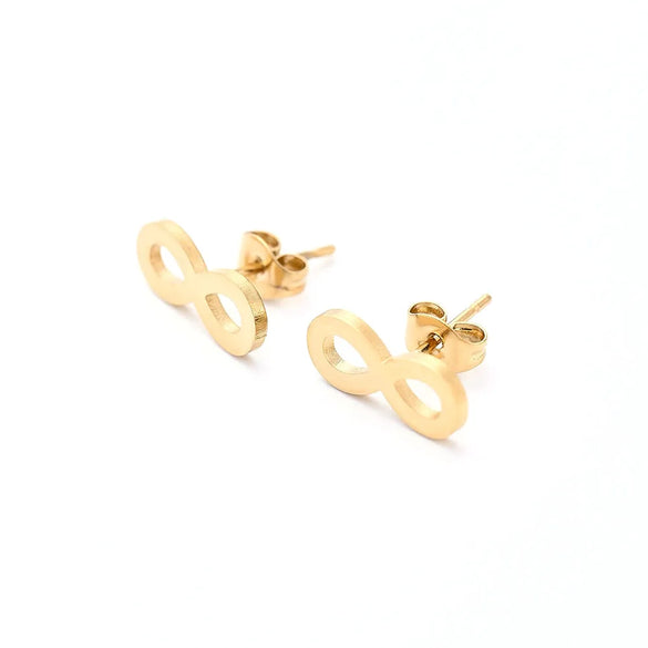 12 Pairs Casual Modern Style Simple Style Infinity Water Droplets Handmade Polishing Laser 304 Stainless Steel Gold Plated Ear Studs