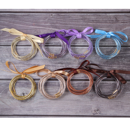 Sweet Solid Color Silica Gel Bowknot Unisex Bracelets 1 Piece