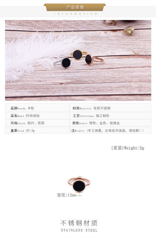 Korea Fashion Simple Stainless Steel Contrast Color Round Ring Wholesale Nihaojewelry