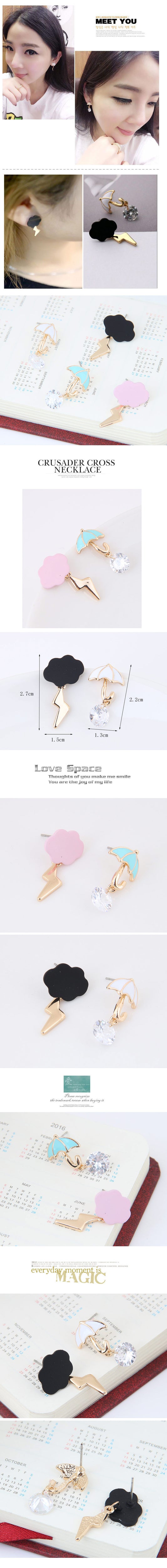 Korean Fashion Sweet Ol Cloud Umbrella Zircon Asymmetric Earrings Yiwu Nihaojewelry Wholesale