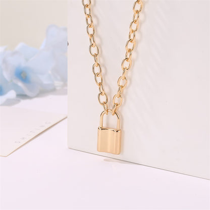 New Simple Retro Metal Short Lock-shaped Alloy Pendant Wild Clavicle Chain Necklace For Women