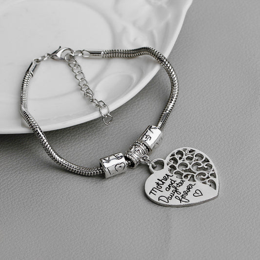 Simple New  Letters Mother And Daughter Forever Heart-shaped Tag Bracelet  Nihaojewelry Wholesale