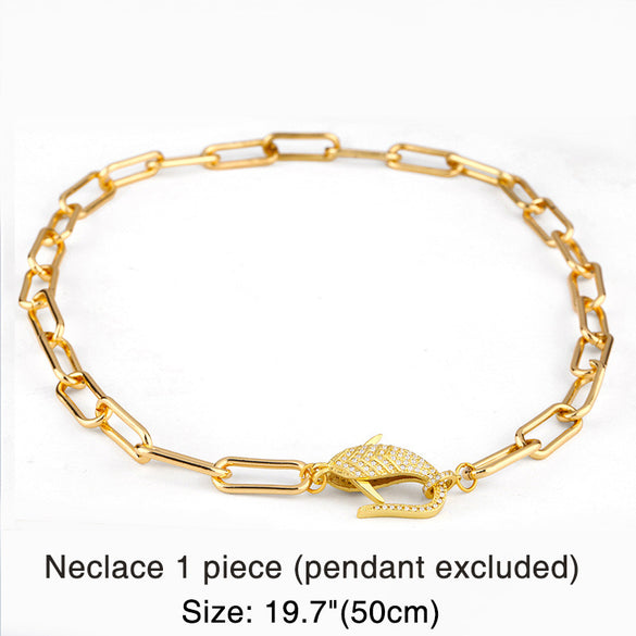 Necklace Thick Chain Necklace Rainbow Pendant Necklace Colorful Zircon Hiphop Necklace Wholesale