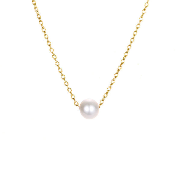 Explosion Accessories Simple Pearl Pendant Stainless Steel Gold-plated Necklace Clavicle Chain Distribution Wholesale Gooddiy