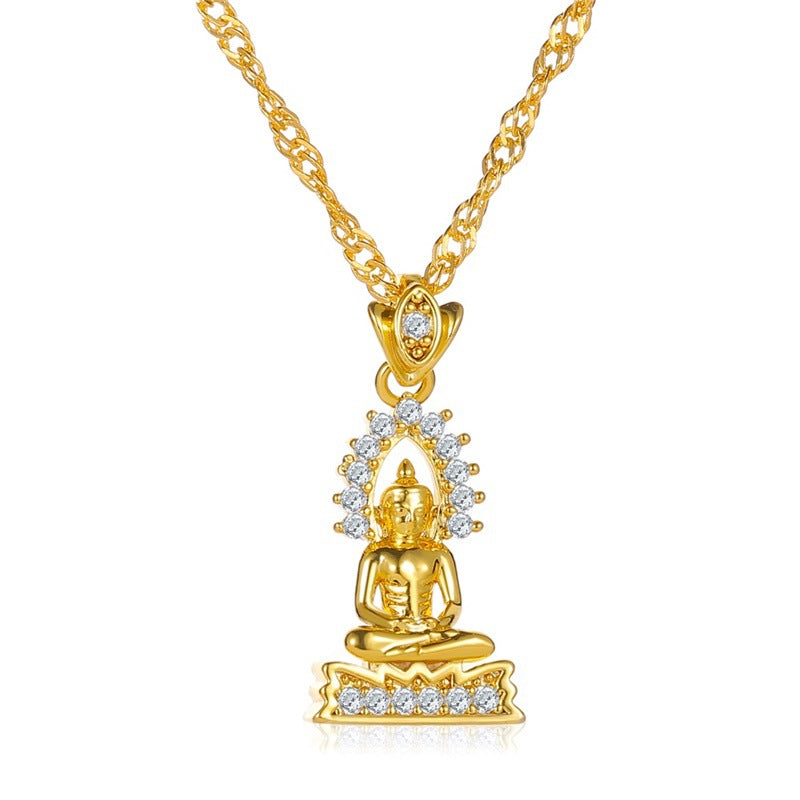 New Hot Sale Thailand Gold Plated Buddha Statue Pendant Necklace Nepal Buddhist Believers Men And Women Pendant Ornaments Wholesale Nihaojewelry