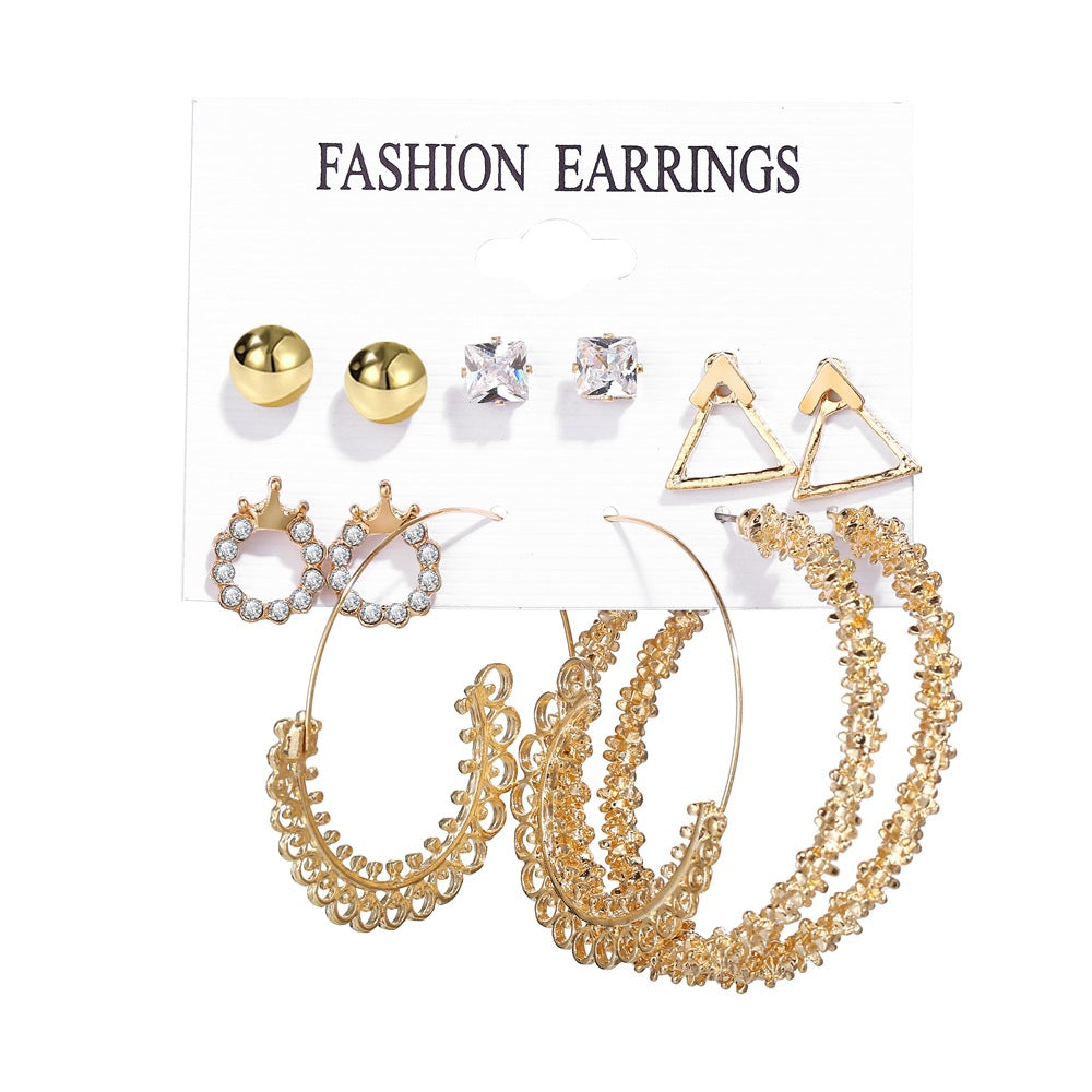 Acrylic Artificial Pearl Circle Tassel Earrings Set 6 Piece Set Hot Selling Earrings Wholesale Nihaojewelry