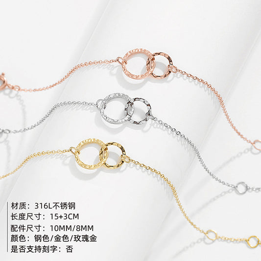 New Accessories Simple Stainless Steel Gold-plated Round Bracelet Korean Fashion Hollow Bracelet Wholesale Nihaojewelry