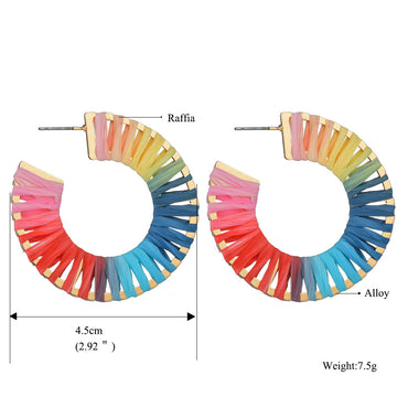 New Alloy Raffia C-shaped Colorful Earrings