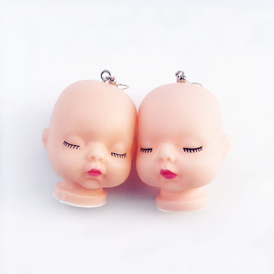 Funny Cute Doll Head Geometric Drop Earrings Wholesale