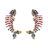 Exaggerated Big Brand Diamond Fish Bone Claw Chain Color Diamond Fashion Earrings Wholesale Gooddiy
