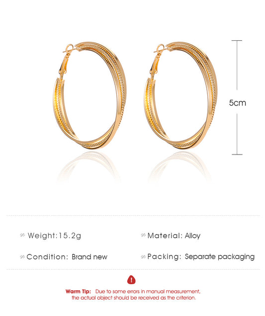 New Fashion Exaggerated Geometric Multi-layer Large Circle Earrings Simple Three-layer Cross Earrings For Women Wholesale