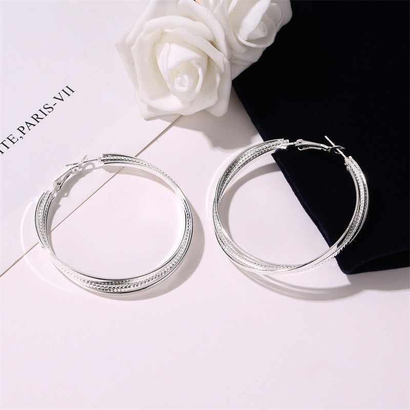 New Fashion Exaggerated Geometric Multi-layer Large Circle Earrings Simple Three-layer Cross Earrings For Women Wholesale