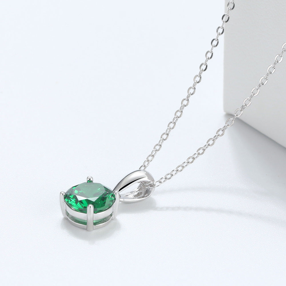1 Piece Simple Style Geometric Sterling Silver Plating Inlay Birthstone Pendant Necklace