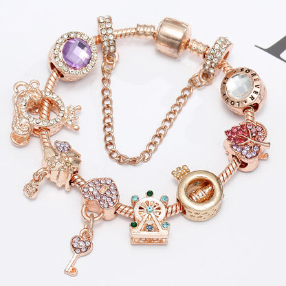 1 Piece Simple Style Heart Shape Flower Copper Plating Zircon Women's Bracelets
