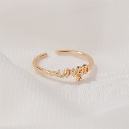 New  Fashion  Letter   Open Index Finger Single Ring  Personality Simple Twelve Constellation Ring