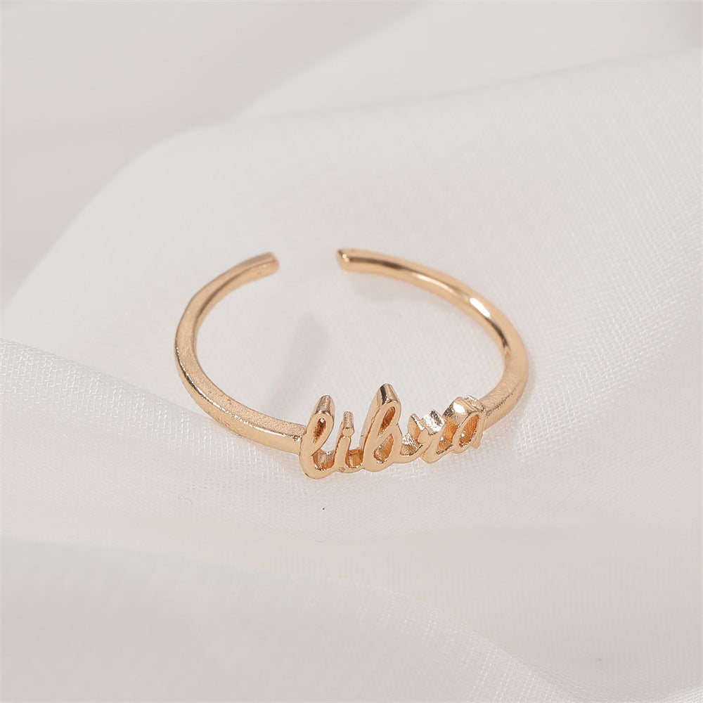 New  Fashion  Letter   Open Index Finger Single Ring  Personality Simple Twelve Constellation Ring