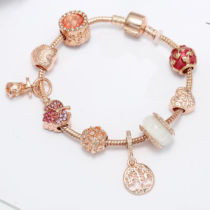 1 Piece Simple Style Heart Shape Flower Copper Plating Zircon Women's Bracelets