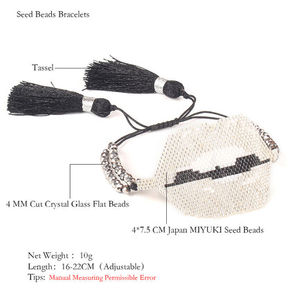 European And American Lips Tassel Bracelet Miyuki Beads Hand-woven Mouth Bracelet