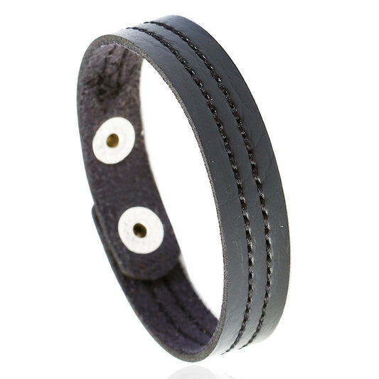 Leather Fashion Geometric Bracelet  (black) Nhpk2181-black