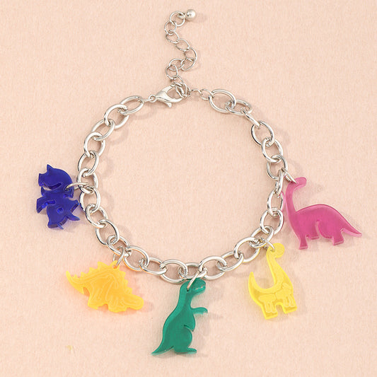 New Simple Silver Chain Resin Dinosaur Bracelet For Women Hot-saling Wholesale