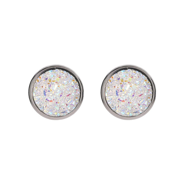 Simple Style Round Stainless Steel Gem Earrings Ear Studs