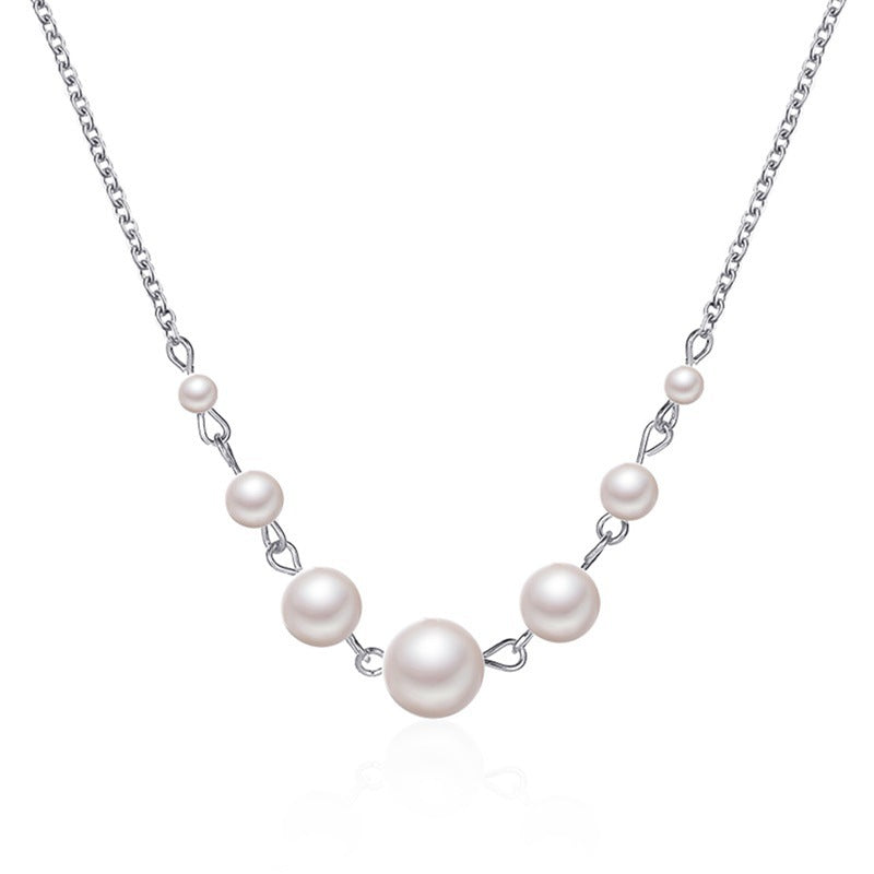 New Fashion 7 Pearl Clavicle Chain Short Wild Size Pearl Necklace For Women