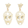 New Exaggerated Halloween Skull And Diamond Crown S925 Silver Needle Personalized Earrings