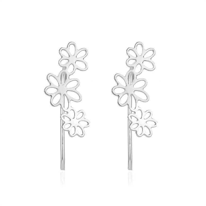 Hot Selling Simple Flower Earrings Hollow Small Flower Ear Clip Earrings Wholesale Nihaojewelry