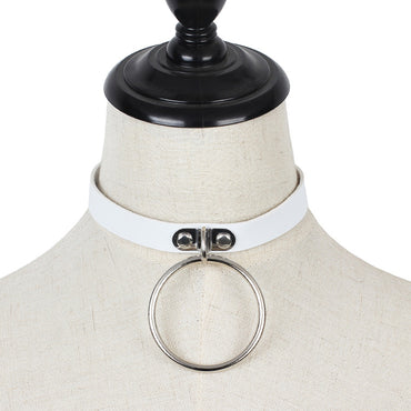 Punk Dark Transparent Leather Pu Heart-shaped Collar Necklace