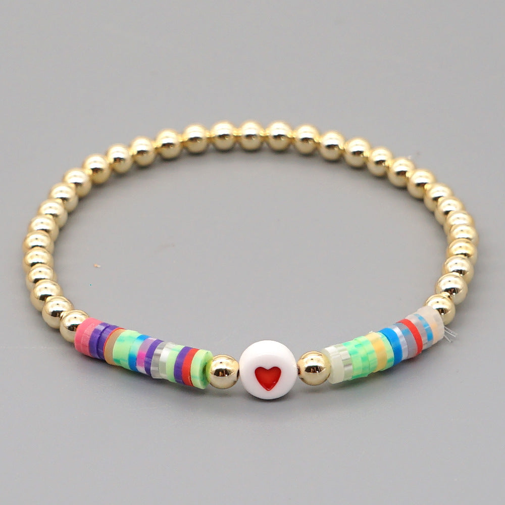 Bohemian Hand-beaded Pearls Multi-layered Soft Ceramic Letter Bracelet