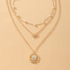 Sun Pendant Simple Retro Artificial Pearl Multilayer Necklace