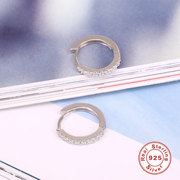 Simple Style Geometric Sterling Silver Earrings Plating Zircon 925 Silver Earrings
