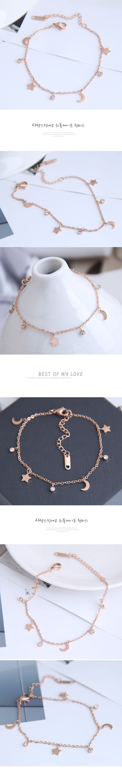 Korean Fashion Titanium Steel Star Moon Bracelet