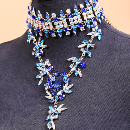 Fashion Classic Alloy Full Diamond Drop Pendant Exaggerated Necklace