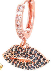 Fashion Lip Copper Inlaid Color Zircon Earrings Wholesale