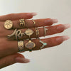 Fashion Geometric Stars Feathers Turquoise Diamond Ring Set