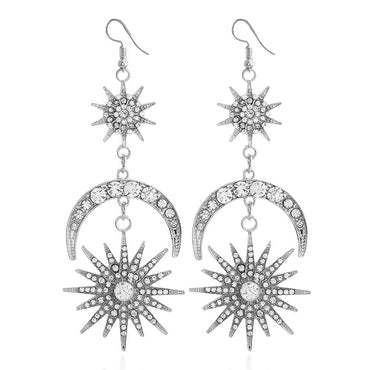 Exaggerated Fashion Rhinestone Geometric Star Earrings