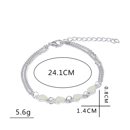 New Heart-to-heart Love-shaped Heart Luminous Ladies Trendy Bracelets Jewelry Wholesale