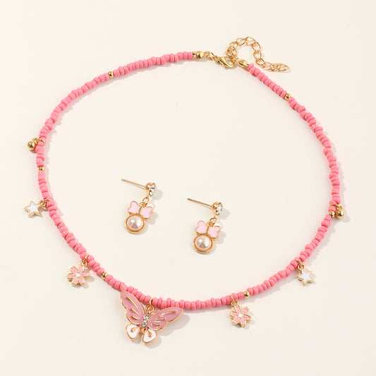 Nihaojewelry Jewelry Wholesale Children's Necklace Earrings Butterfly Pendant Necklace