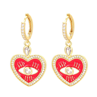 Wholesale Jewelry Heart Bordered Eyes Copper Earrings Nihaojewelry