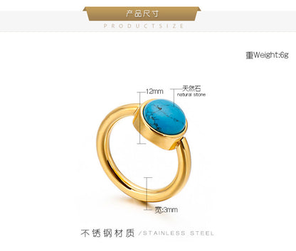 Cross-border Supply Fashion Popular Titanium Steel Ring Opal Ring Stainless Steel Metal Multi-color Bracelet For Women