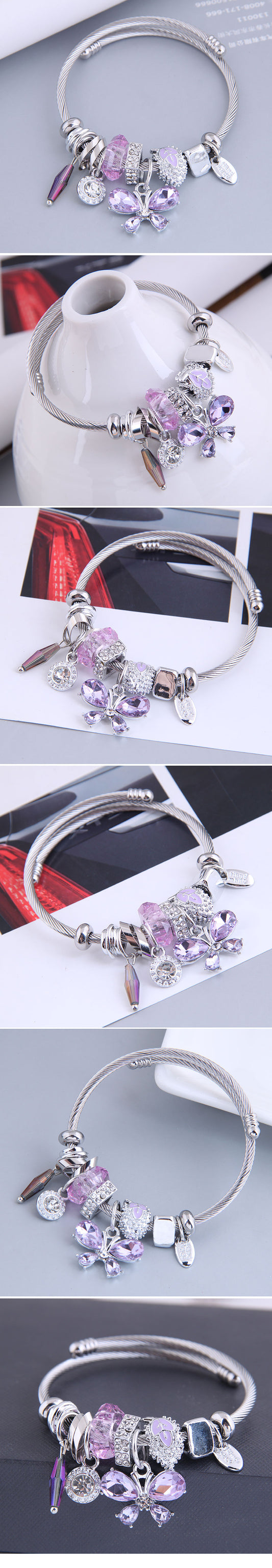 Wholesale Fashion Metal Butterfly Pendant Alloy Bracelet Nihaojewelry
