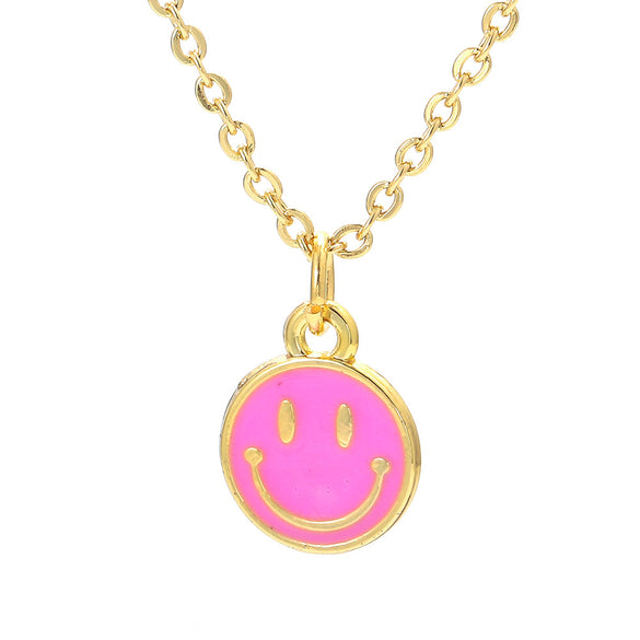Wholesale Jewelry Smile Face Oil Drop Pendant Copper Necklace Gooddiy