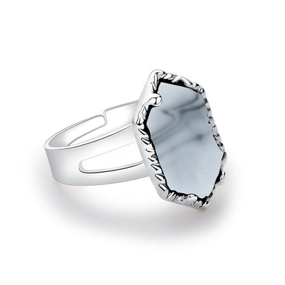 Korean Creative Diamond-shaped Crystal Cluster Adjustable Ring Wholesale Nihaojewelry