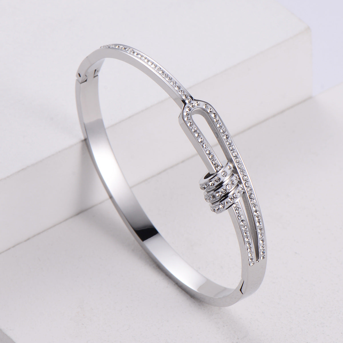 Fashion Geometric Rhinestones Stainless Steel Bracelet Wholesale Nihaojewelry