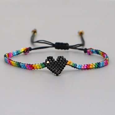 Diamond-studded Heart Shape Eye Miyuki Bead Bracelet Set Wholesale Jewelry Nihaojewelry