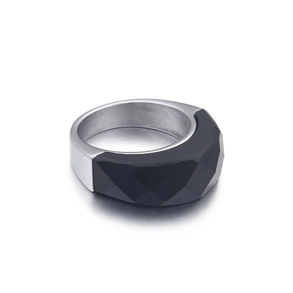 Simple Fashion Stainless Steel Half-pack Color Transparent Glass Ring Wholesale Gooddiy