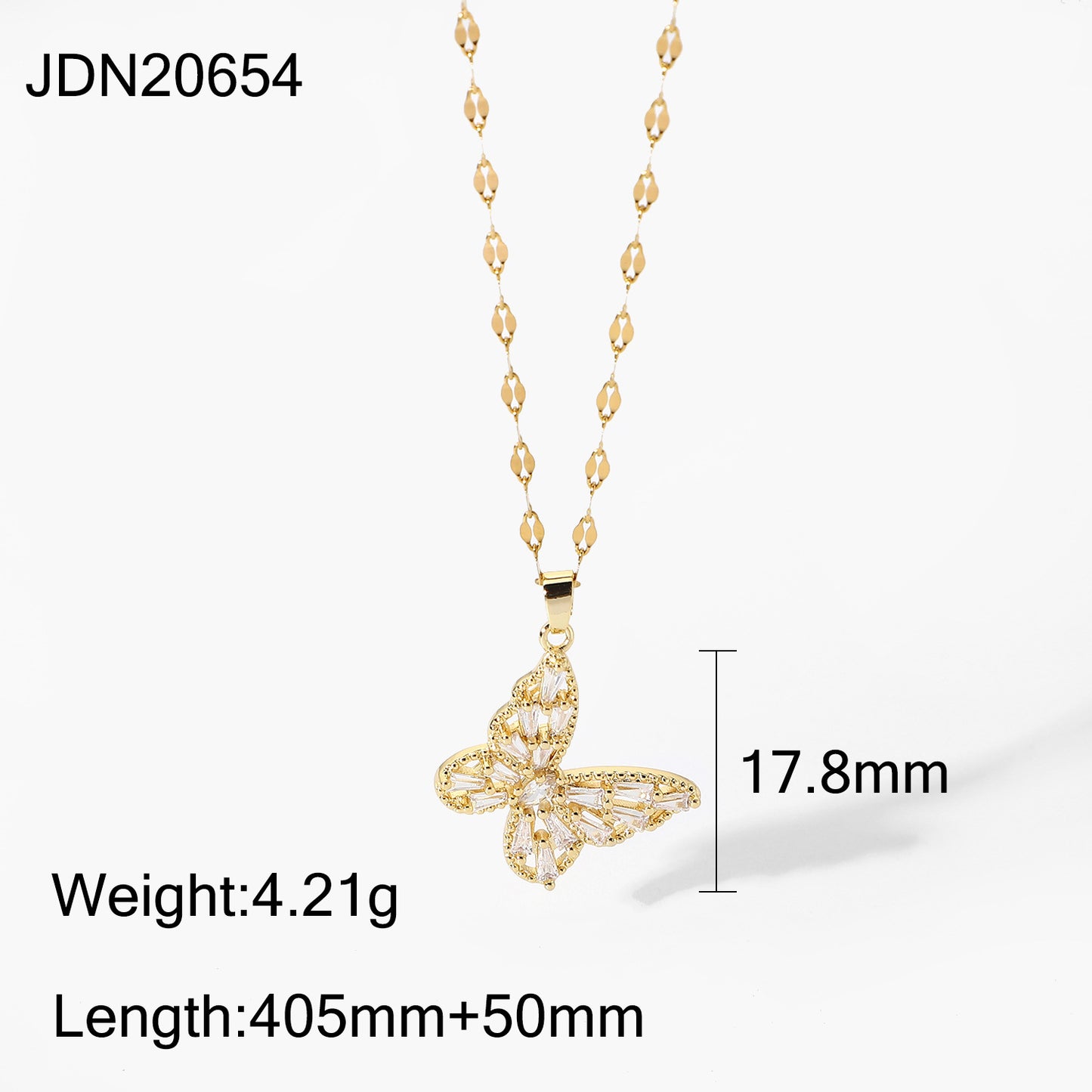Fancy Crystal Butterfly Necklace 18k Gold Stainless Steel Jewelry Gift Cubic Zircon Butterfly Pendant Necklace For Women