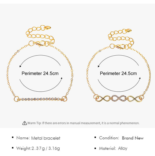 New Bracelet Simple Word Twist Diamond Bracelet Geometric 8 Word Pendant Bracelet Wholesale Nihaojewelry